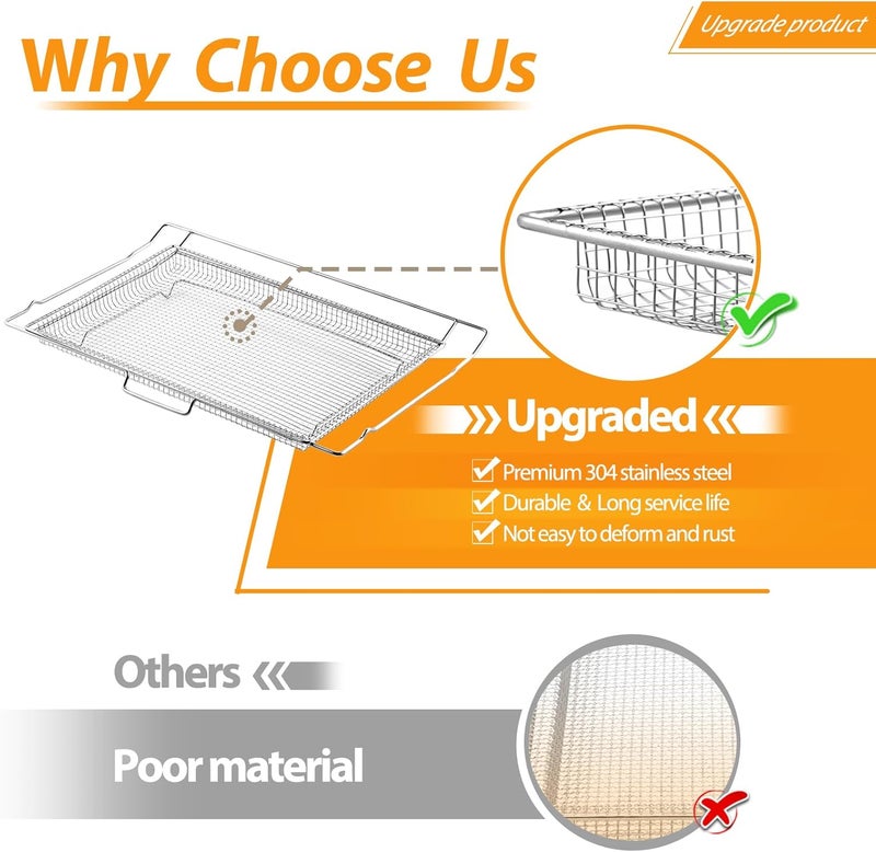 atgestore NX-AA5000RS Air Fryer Tray Replacement for Samsung Oven Parts 24.7 x 16.5 IN Air Fryer Basket DG75-01001C Stainless Steel Air Fryer Oven Rack NE63A6511SS Samsung Oven Accessories 1 Set - Image 4